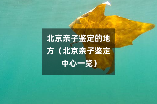 北京亲子鉴定的地方（北京亲子鉴定中心一览）