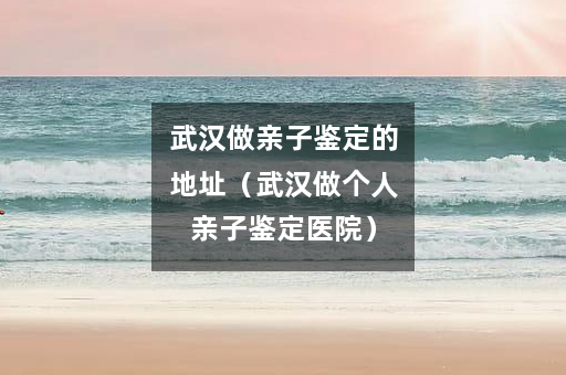 武汉做亲子鉴定的地址（武汉做个人亲子鉴定医院）