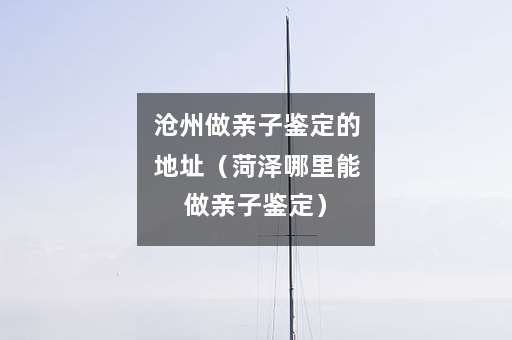 沧州做亲子鉴定的地址（菏泽哪里能做亲子鉴定）